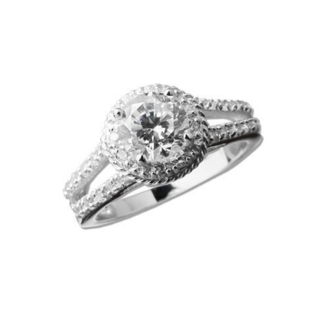 925 Silver 1.25ct Round On Split Shank Band Ring